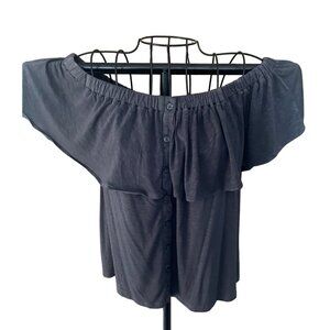 American Eagle Soft & Sexy Off-Shoulder Faux Button-Front Top Gray Dressy Casual